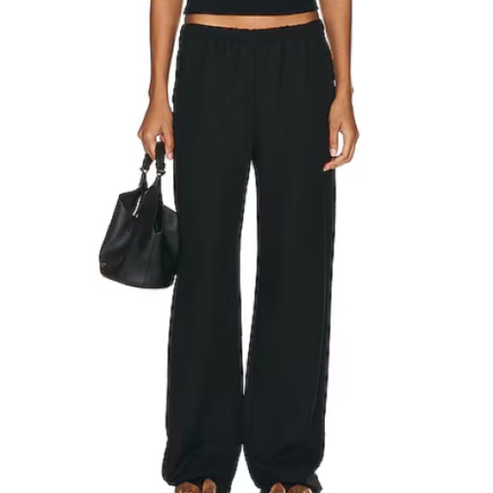 Enza Costa Twill Everywhere Pant Tencel Linen Cotton Pull On Elastic Waist Black